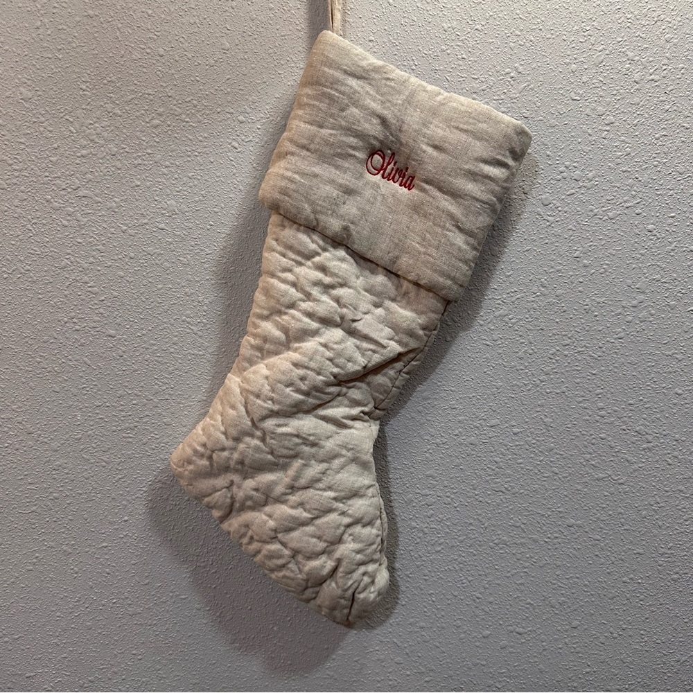 Mark & Graham Quilted Christmas Stocking Natural Olivia